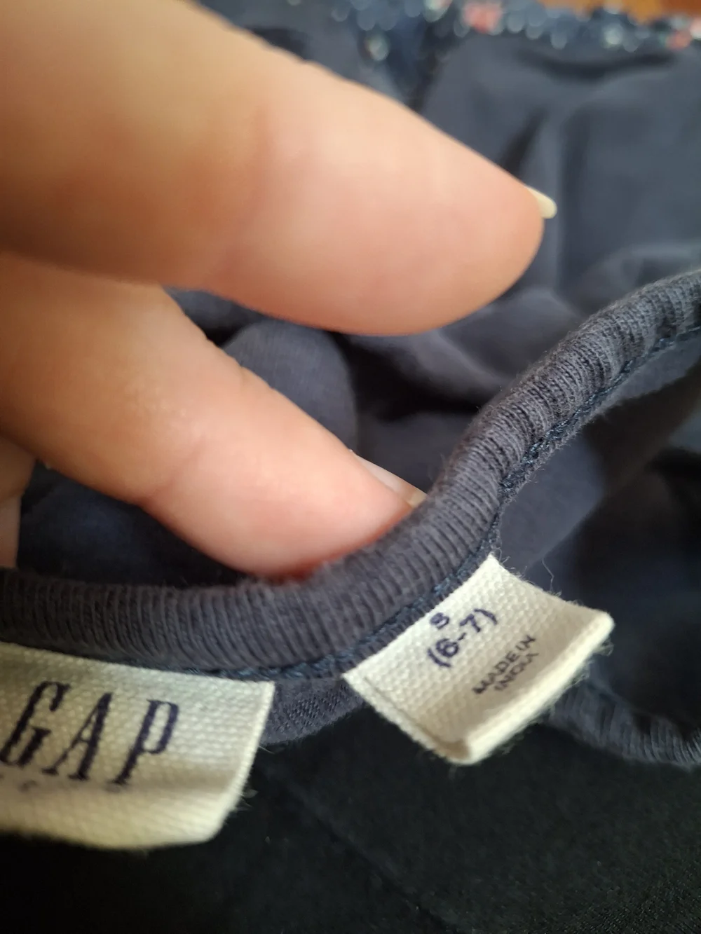 GAP Navy Floral Dot Dress with Ruffle Neck